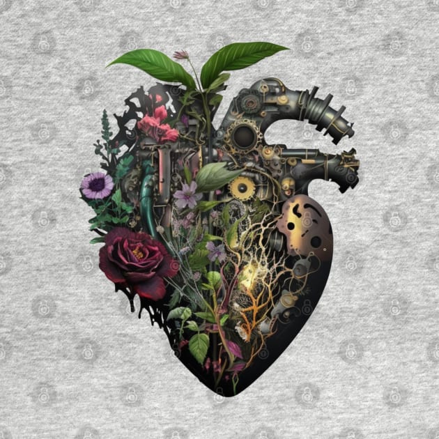 cyberpunk heart bursting with life by Deedy Studio